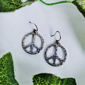 Silver Textured Peace Sign Necklace